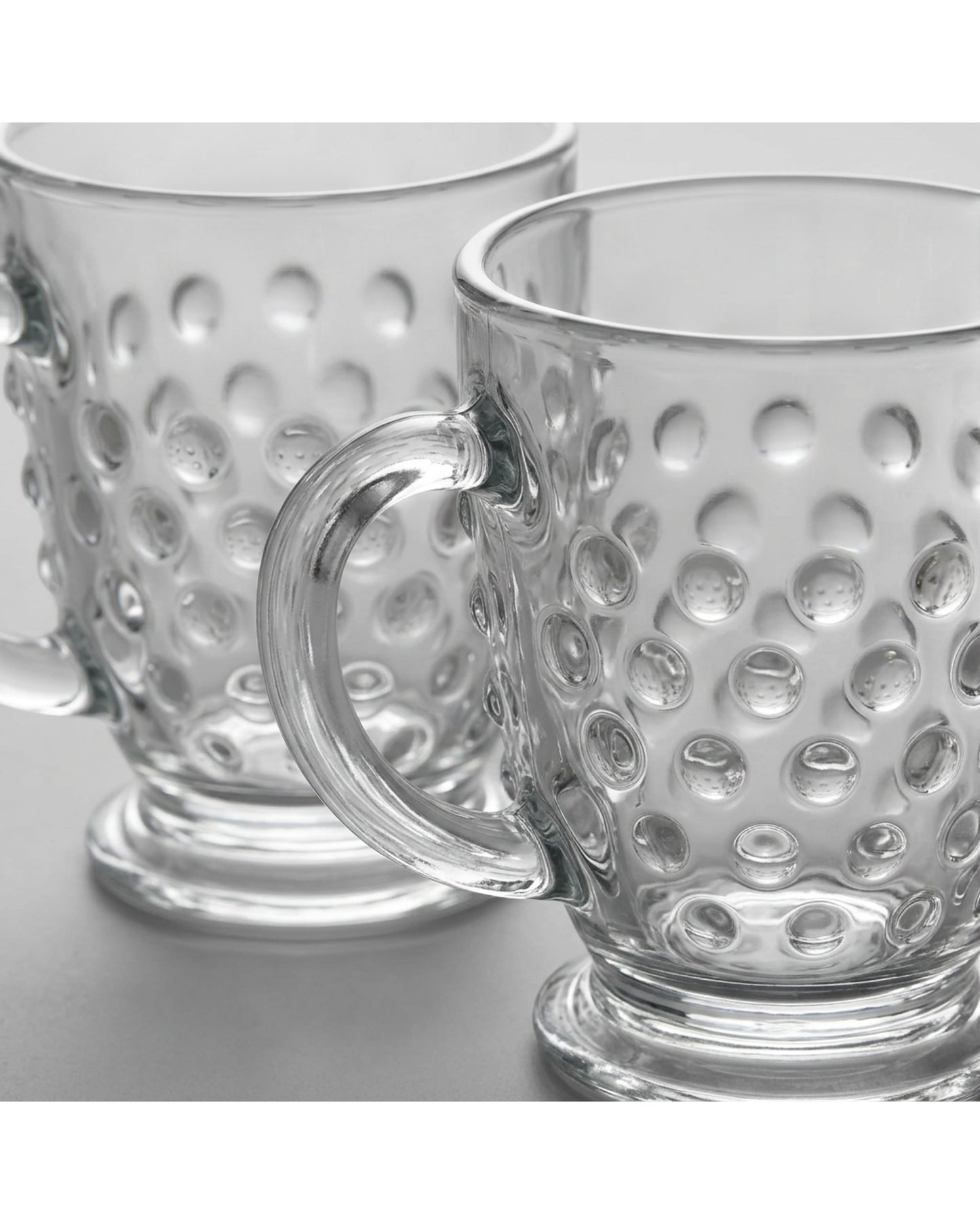 Zuira Clear Hobnail Embossed Glass Mug Set of 2 300 ml - Detail view