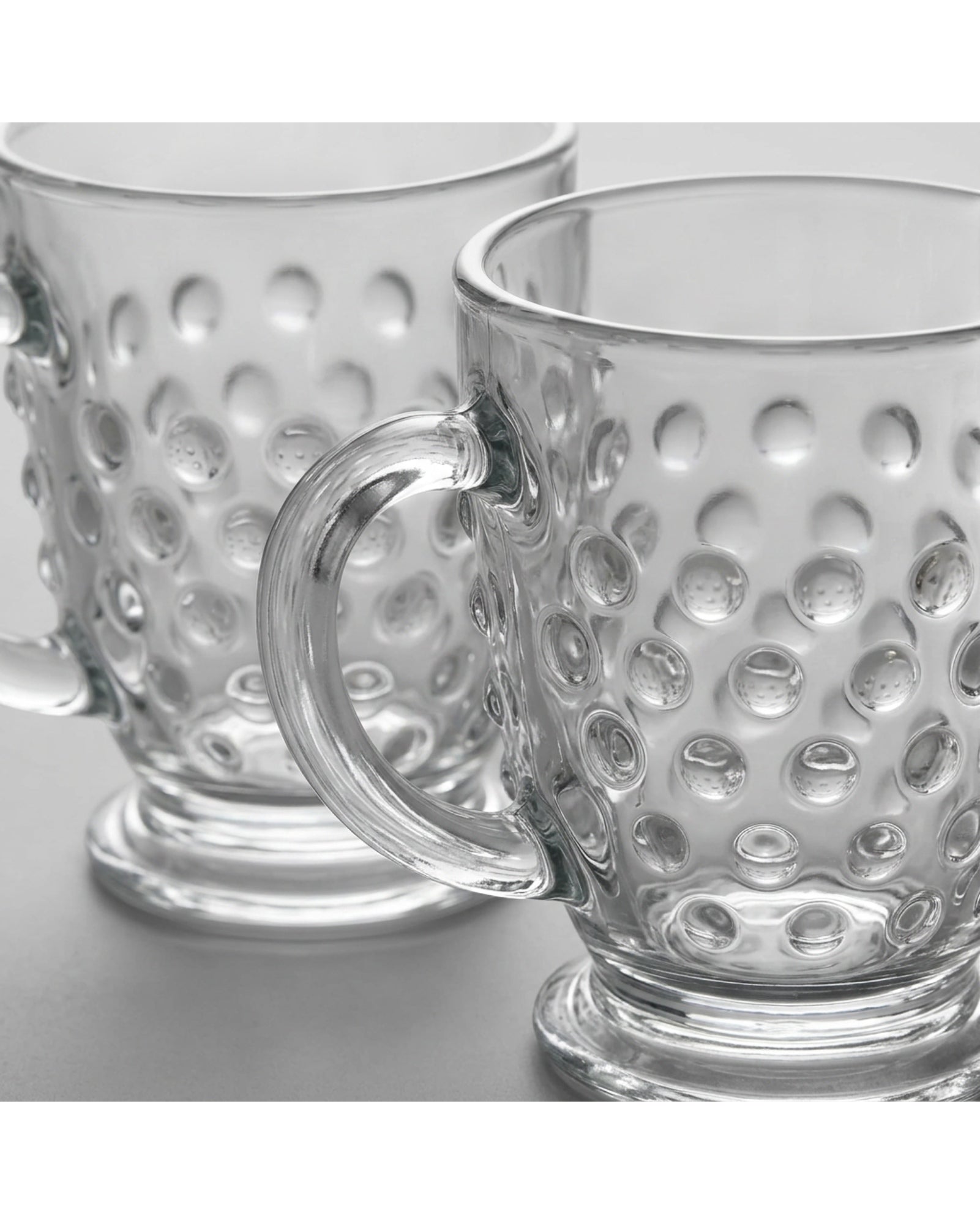 Zuira Clear Hobnail Embossed Glass Mug Set of 2 300 ml - Detail view