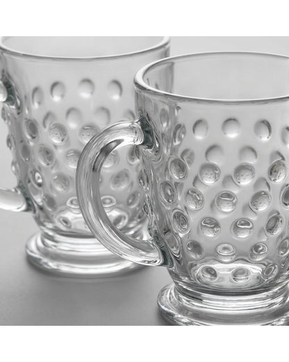 Zuira Clear Hobnail Embossed Glass Mug Set of 2 300 ml - Detail view