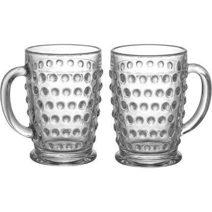 Zuira Clear Hobnail Embossed Glass Mug Set of 2 300 ml - Product view