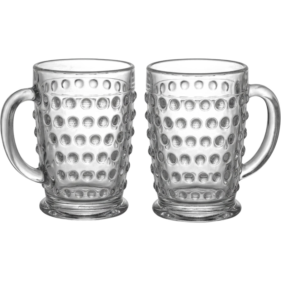 Zuira Clear Hobnail Embossed Glass Mug Set of 2 300 ml